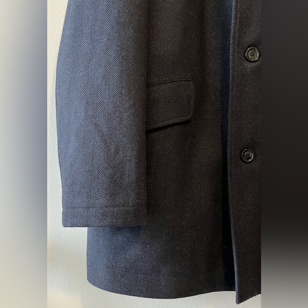 HUGO BOSS Coxtan Virgin Tweed Wool Blend Coat With Bib Charcoal Sz 46R Car Coat - Picture 6 of 16